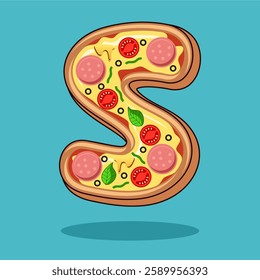 The letter S is in the shape of a pizza