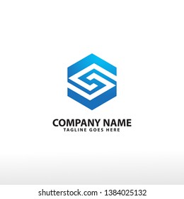 LETTER S SHAPED HEXAGONAL LOGO TEMPLATE - VECTOR