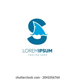 Letter S Shark Fin Logo Design Vector Icon Graphic Emblem Illustration