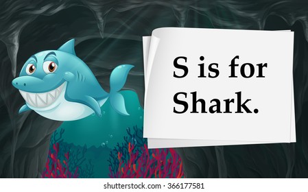 Letter S is for shark illustration