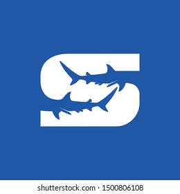 letter S and shark vector logo