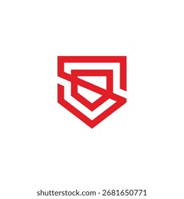 letra s escudo emblema vermelho simples geométrico logotipo vetor 