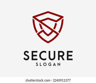 Letter S Shield Guard Security Protection Defense Safety Line Emblem Badge Simple Vector Logo Design
