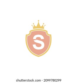 Letra S con icono de escudo ilustración de diseño vector