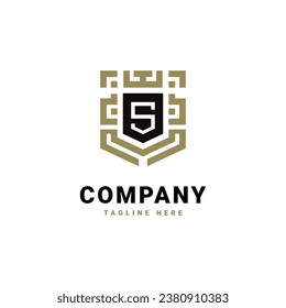 Logo-Design des Letter-S-Schilds, Logo-Vektorgrafik der Marke, klassisches Vintage-Logo, Vektorgrafik-Muster
