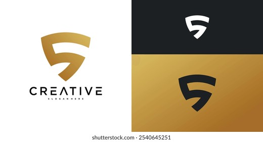 Modelo de design de logotipo de blindagem da letra S. Vetor Premium