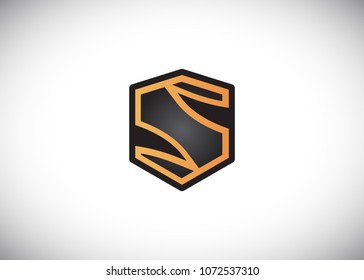Letter S shield logo, icon design vector illustration
