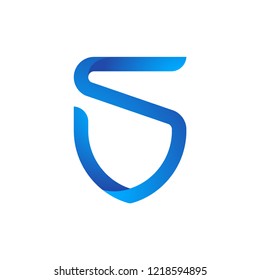 Letter S Shield Logo, Tech Icon
