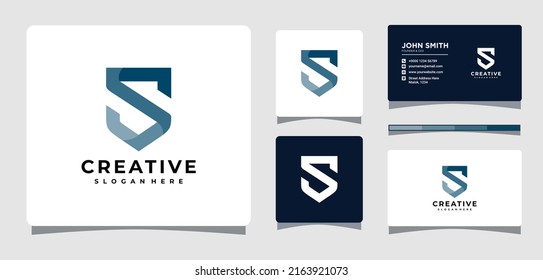 Plantilla De Logotipo Escudo De Carta S Con Inspiración De Diseño De Tarjeta De Negocio