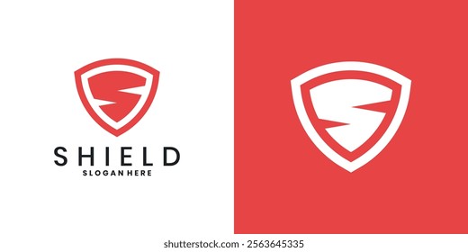 Letter S shield security logo, protection symbol logo design