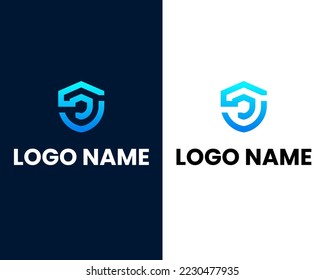 letter s with shield with security modern business logo design
