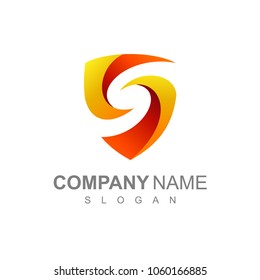 Letter S In Shield Shape And Swirl Shape, Logo template Ready For Use