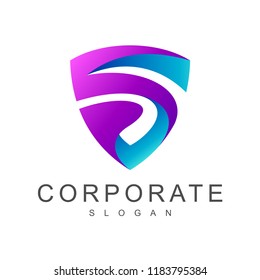 letter s in shield style logo design, letter s + shield logo