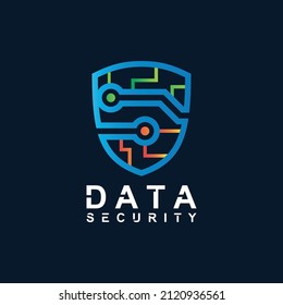 Diseño del logotipo de tecnología de escudo de letras