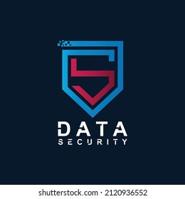 Letter s shield technology logo design