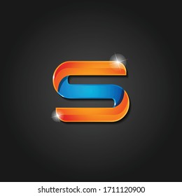 letter S shiny colorful lettermark logo vector design isolated on the dark background