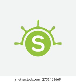 Letter S Ship Wheel Logo Konzept