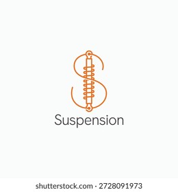 Letra S con diseño de logotipo lineal amortiguador. Signo de icono de símbolo de suspensión monograma S