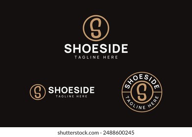 letter S with shoes shaped logo design template. simple modern sneaker with initial S logo concept. modern shoes footwear logo design for fashion, shop, retail business