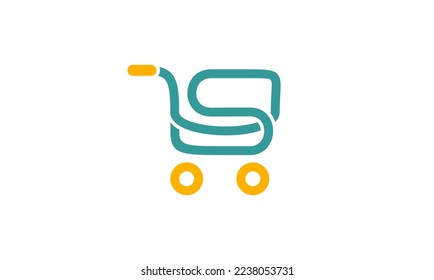 Letter S shopping vector or logo design in green and yellow colors