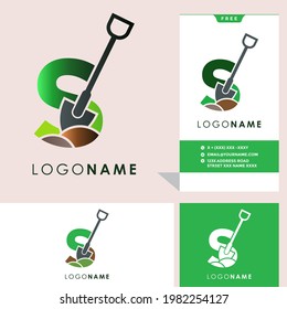Letter S Shovel Logo Design Vector Graphic Icon Emblem Illustration.