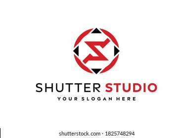 letter s shutter camera logo design vector template