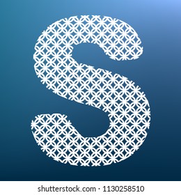 Letter S sign design template element. Vector. White textured icon at lapis lazuli gradient background.