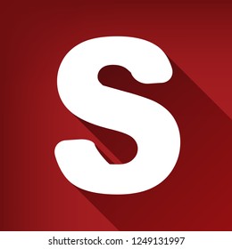 Letter S sign design template element. Vector. White icon with limitless shadow at ruby red background.