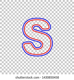 Letter S sign design template element. Red, white and contour icon at transparent background. Illustration.