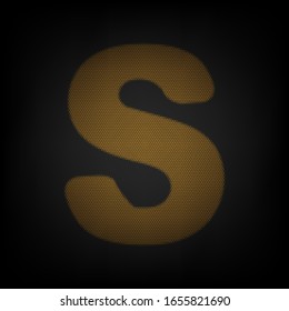 Letter S sign design template element. Icon as grid of small orange light bulb in darkness. Illustration.