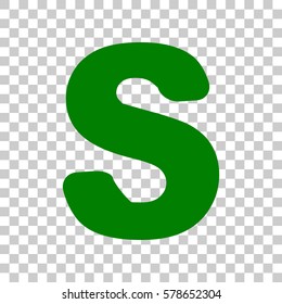 Letter S sign design template element. Dark green icon on transparent background.