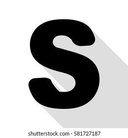 Letter S sign design template element. Black icon with flat style shadow path.