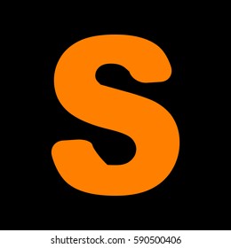 Letter S sign design template element. Orange icon on black background.