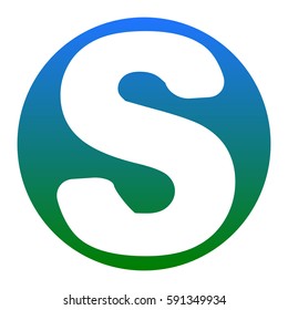 Letter S sign design template element. Vector. White icon in bluish circle on white background. Isolated.