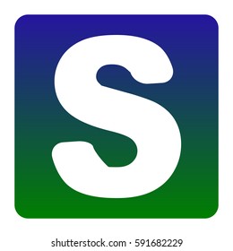 Letter S sign design template element. Vector. White icon at green-blue gradient square with rounded corners on white background. Isolated.