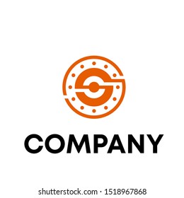 Letter S sign with dot symbol logo