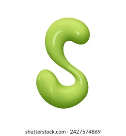 letter S. letter sign green color. Realistic 3d design in cartoon liquid paint style. Isolated on white background. vector illustration