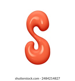 letter S. letter sign red color. Realistic 3d design in cartoon liquid paint style. Isolated on white background. vector illustration
