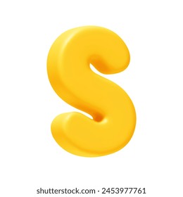 letter S. letter sign yellow color. Realistic 3d design in cartoon style. Isolated on white background. vector illustration