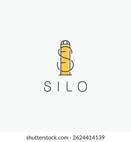 Letter S with silo linear logotype. S monogram agriculture farm logo icon
