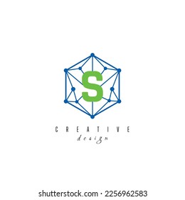 letter S and IT simple Creative elegant hexagon hexagonal poligon logo Design