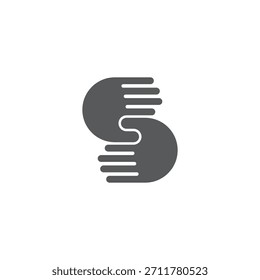 letter s simple geometric linked hand palm teamwork  logo vector 
