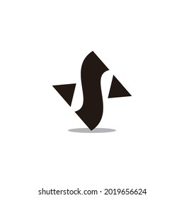 letter s simple geometric triangle shadow logo vector