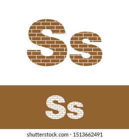 Letter S simple logo icon, with brick texture vector
