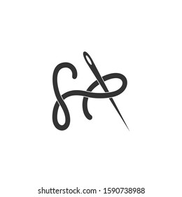 letter s simple thread needle curves design logo vector