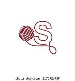 Letter S and skein of yarn icon design illustration vector