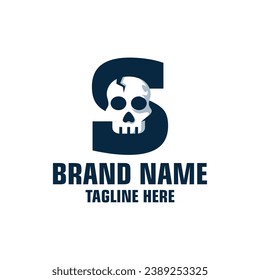 Letter S Skull Logo Design Template Inspiration, Vector Illustration.