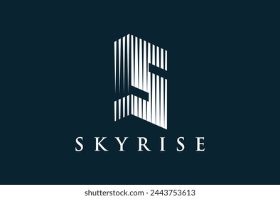 Letter S Skyrise Luxuriöses Gebäude Immobilien Logo Design Vektor Symbol Illustrationen. Ein multifunktionales Logo, das in vielen Immobilienunternehmen und Dienstleistungen verwendet werden kann.