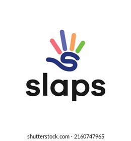Letter S and slap hand logo icon