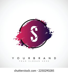 Letter S Slice Style Logo Design With Red and Black Gradient Brush in Black Circle. Vector Illustration